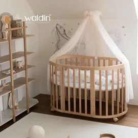 Waldin Babybett OWAL Kinderbett 7in1 mit Matratze, mitwachsendes Kinder-Bett