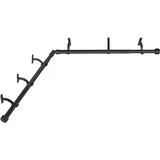 Mayrhyme Eck-Fenster-Gardinenstangen, verstellbar, mit Aluminium-Endkappen-und Halterungen, 2,5 cm Durchmesser, Erkerfenster-Gardinenstangen, 2-seitig, 91,4–183,9 cm, Schwarz