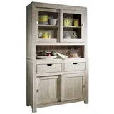 MASSIVMOEBEL24.DE Buffet Akazie 110 x 45 x 190 cm NATURE WHITE