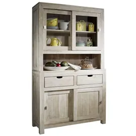 MASSIVMOEBEL24.DE Buffet Akazie 110 x 45 x 190 cm NATURE WHITE