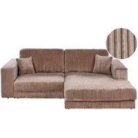 Beliani Ecksofa 3-Sitzer LOFOTEN Cord Hellbraun Linksseitig