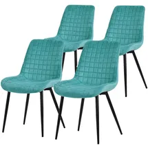 ML-Design Esszimmerstühle 4er Set Petrol Sitzfläche aus Samt mit Rückenlehne