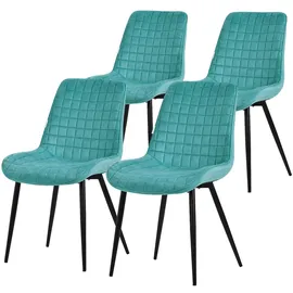 ML-Design Esszimmerstühle 4er Set Petrol Sitzfläche aus Samt mit Rückenlehne