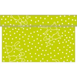 sovie HOME Tischläufer Rabbits in Kiwi aus Linclass® Airlaid, 40 cm x 4,80 m, 1 Stück, - Ostern Punkte Hasen,