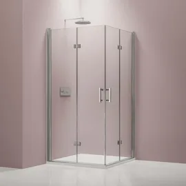 Bernstein Eckdusche mit Falttür rechts 80 x 80 cm 8 mm ESG-Sicherheitsglas