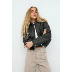 Gina Tricot - Short pu jacket - lederjacken - Schwarz - S - Dame - Schwarz - S