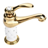 Aramox waschtischarmatur, Solide Messing Mischbatterie Kalt/Warmwasserhahn mit Strass Ornamente für Waschbecken(Golden)