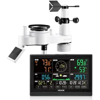 Vevor 7-in-1-Wetterstation Funk, 7,5-Zoll-Display, solarbetriebener Außensensor, Regenmesser, für Wettervorhersage,