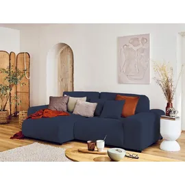 best mobilier Garance – Ecksofa beidseitig montierbar - 4-sitzer – aus Cord Nachtblau