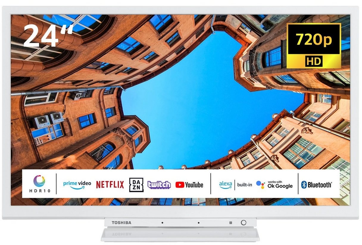 Toshiba 24WK3C64DA/2 LCD-LED Fernseher (60 cm/24 Zoll, HD-ready, Smart TV, HDR, Triple-Tuner, Alexa Built-In) weiß