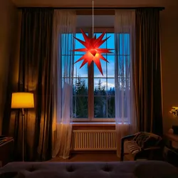 LED Weihnachtsstern 3D - Leuchtstern outdoor - 6 warmweiße LED - D: 75cm - Timer...