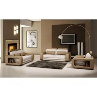 Xlmoebel Polstergarnitur Ledersofa mit Schlaffunktion und elegantem Design, (Ledersofa Sofaganitur Davos 3+2+1), Hergestellt in Europa