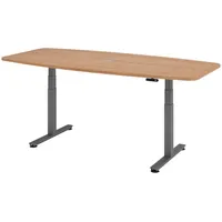 Bümö Konferenztisch, Nussbaum, Graphit, Nachbildung,Nussbaum, Oval, 220x74x103 cm, FSC