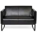 HJH Office Loungesofa BALI BLACK Gestell schwarz Kunstleder glatt 2-Sitzer schwarz