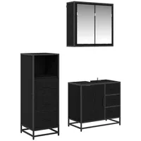 VidaXL Badezimmermöbel Set 3 pcs Schwarze Eiche 35 x