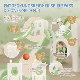 joyz Spielturm mit Rutsche und Basketballkorb Hellgrün Kunststoff