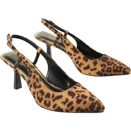 Buffalo High-Heel-Pumps BUFFALO "Buffalo Sling Back- Vegan Suede", Damen, Gr. 41, braun leo, schwarz, Kunstfaser, unifarben, Schuhe