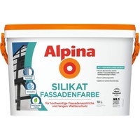 Alpina Silikat Fassadenfarbe – weiß – für hochwertige Anstriche auf mineralischen Untergründen – ergiebig, geruchsarm & wetterbeständig – 2,5 Liter