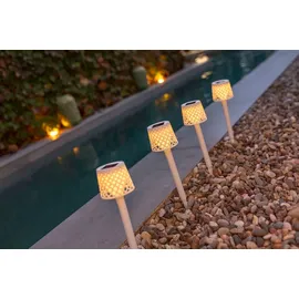 NEW GARDEN Erdspießleuchte 4er Set Kunststoff 4 Stück weiß