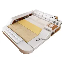 xl moebel gmbh Design Doppel Luxus Leder Bett 140 x 200 cm Weiß