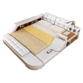 xl moebel gmbh Design Doppel Luxus Leder Bett 140 x 200 cm Weiß