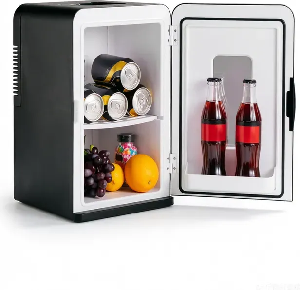 FOHERE 15 Liter Mini-Kühlschrank fürs Schlafzimmer, Kühlschrank mit AC+12V DC Stromversorgung für Wohnheim