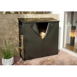 CLP Kaminholzunterstand Ruston Aluminium XXL mit Abdeckplane grau