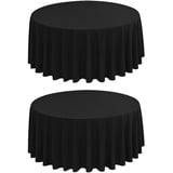 2 Stück Schwarze Runde Tischdecke 177 cm, Runde Polyester-Tischdecke, Flecken- und Knitterfeste Tischdecke, Waschbare Runde Tischdecken aus Stoff für Hochzeit, Bankettparty, Restaurant, Essen