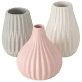 Boltze Vase Wilma H14 cm Ø 8cm Steingut grau/rosa/weiß 3er-Set