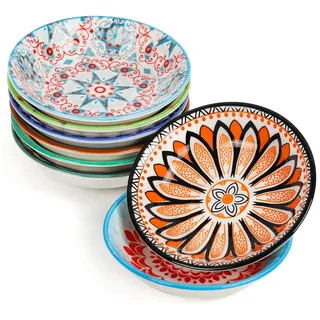 Belle Vous Dekoobjekt Belle Vous Runde Dip Schälchen aus Porzellan (8 Stk) - 10 cm, 70 ml - (8 St) bunt