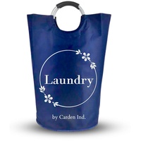 CARDEN - Moderner Blauer Wäschekorb mit 82L Fassungsvermögen - Wäschesammler, Wäschesortierer, Wäschebehälter, Wäschesack - Faltbar - mit Aufschrift ‘Laundry’ und Blumenmuster - Geschenk