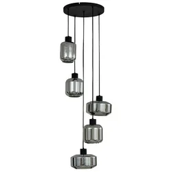 Lindby - Hildur 5 Cluster Pendelleuchte Rauch Grau/Schwarz