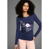 KangaROOS Longsleeve Langarm, sehr figurbetonter Schnitt, mit Print, Gr. 32/34, marine-meliert, , 79545231-32