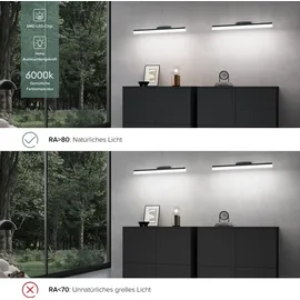 doporro LED Badlampe Spiegellampe 6000K Badezimmer Lampe 180° Drehbar Sandschwarz 14W Luxaris