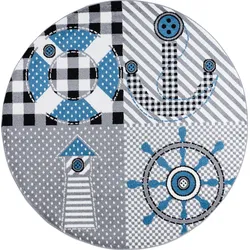 Kinderteppich AYYILDIZ TEPPICHE "Kids 510", grau, H:12mm Ø:120cm, Kunstfaser, Teppiche, maritimer Kurzflor Teppich