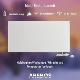 Arebos Infrarotheizung Infrarot Wandheizung Heizung Heizkörper Thermostat WIFI 700 W - Weiß