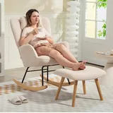Schaukelsessel Mit Hocker 120 Kg Beige Polyester Okmyhome