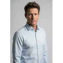 Olymp Langarmhemd No. Six Businesshemd, Kentkragen, super slim fit blau 41