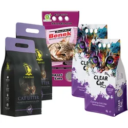 Katzenstreu MIX Benek, Clear Cat, Cat Royale - Lavendelduft  25l (5x5l)