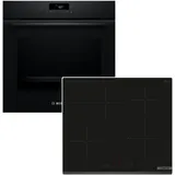 Bosch Backofen Kochfeld Set Pyrolyse 3D Heissluft Induktion Schwarz