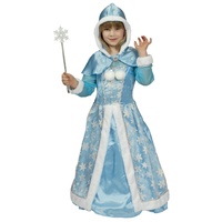 Schneekönigin Kostüm für Mädchen Gr. 98 104 - Hochwertiges Kinderkostüm für Theater, Karneval oder Mottoparty - Eisprinzessin, Eiskönigin