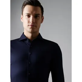 Desoto Langarmhemd "Jerseyhemd Essential Hai langarm", Herren, Gr. 43, N-Gr, blau (solid schwarz navy), Jersey, Obermaterial: 100% Baumwolle, körpernah, 1-Knopf-Manschette, Hemden, Flexibler Stretch