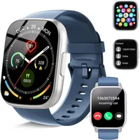 Smartwatch Damen Herren, 1.95" Smartwatch mit Bluetooth Anruf Textfunktion, Fitnesstracker mit Pulsuhr/Schlafmonitor, 112+ Sportmodi IP68 Wasserdicht Sportuhr,Schrittzähler Uhr für Android iOS Blau