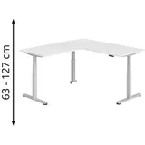 Hammerbacher Winkelschreibtisch XDSMW Weiß / Silber