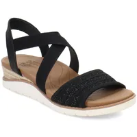 Skechers Damen Arch Fit Beach Kiss Sandale, Black Knit Duraleather, 38 EU - 38 EU