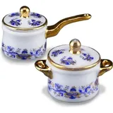 Reutter Porzellan 001.486/5 - Zwei Töpfe "Zwiebel Gold", Miniatur