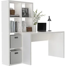 OTTO home Regal-Schreibtisch OTTO HOME "Triest, Computertisch mit Raumtrenner, Breite 156 cm", weiß (weiß, weiß, weiß), B:156cm H:146cm T:59cm, Tische, Regalelement flexibel montierbar, 6 Fächer, Tischbreite 120 cm