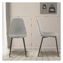 CLP 4er Set Esszimmerstühle Napier hellgrau Stoff