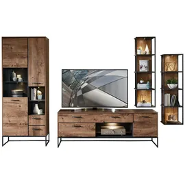 Livetastic Highboard, Graphit, Eiche, Metall, 2 Fächer, 45x156x38 cm, Made in EU, Typenauswahl, Beimöbel erhältlich, stehend, hängend, Wohnzimmer, Kommoden & Sideboards, Highboards