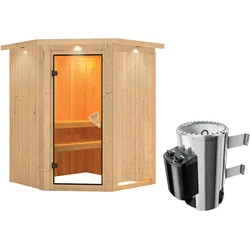 Karibu Sauna Nanja-3,6kW230V Ofen-Steuerung-Inkl.Dachkranz
